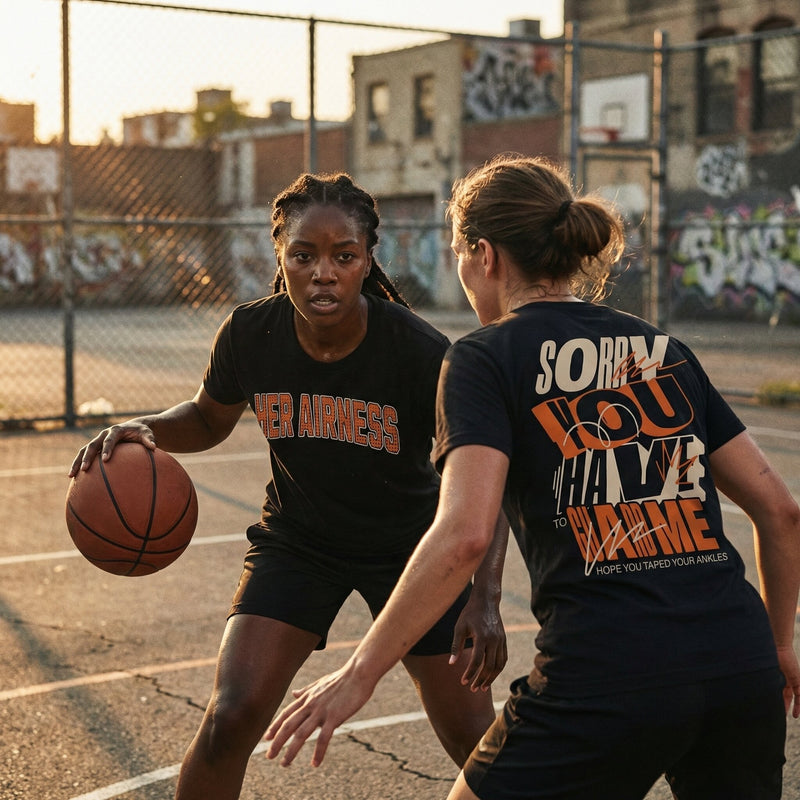 two girls streetball scene